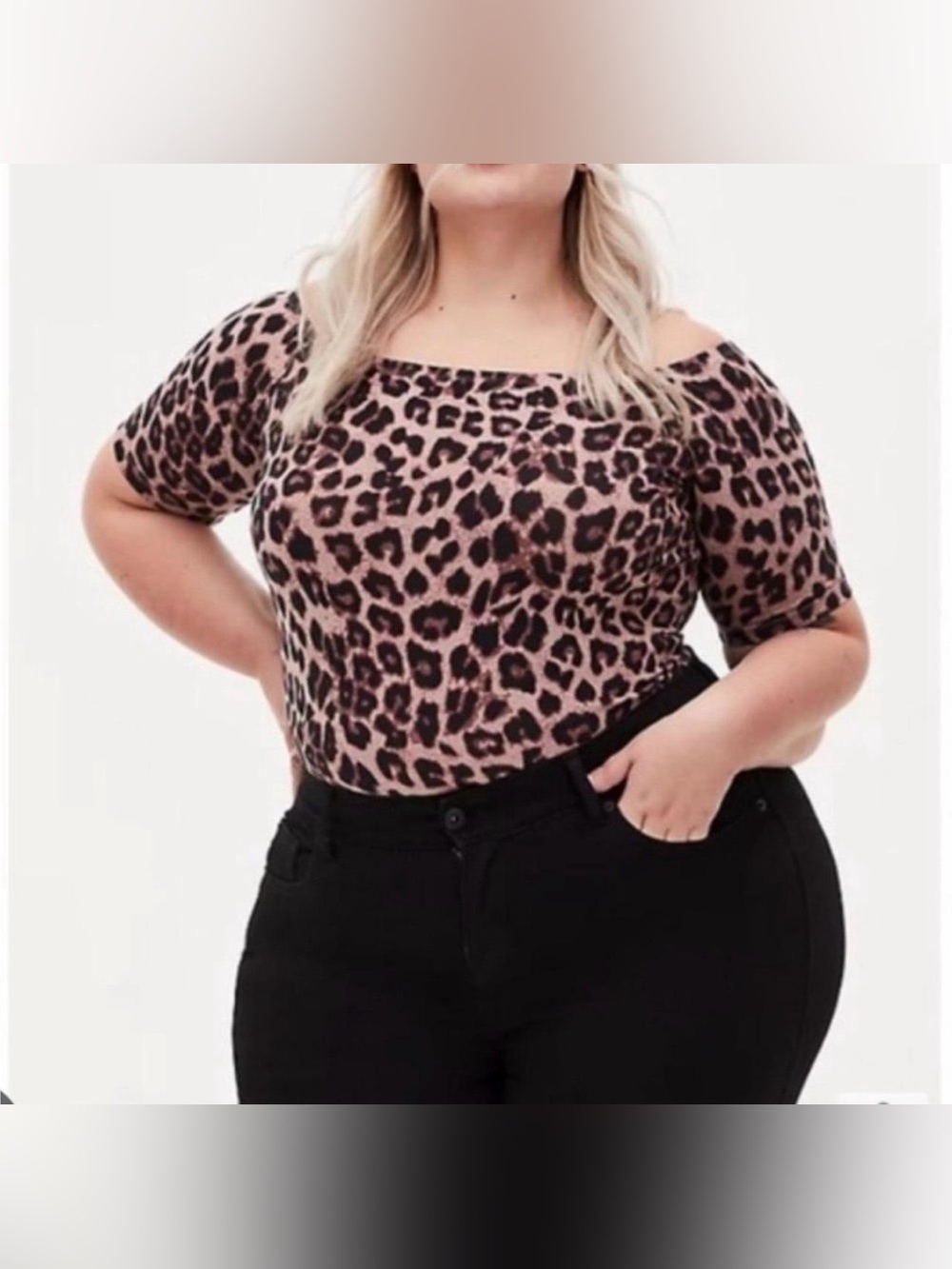 Torrid Foxy Off-Shoulder Bodysuit Leopard size 1 - (14/16)